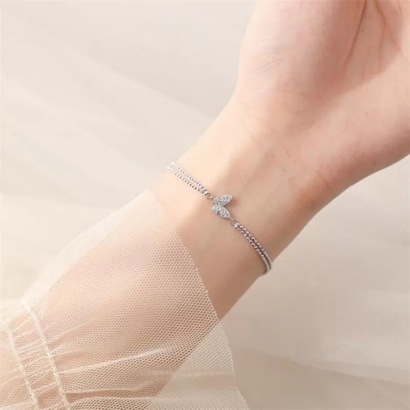 New 925 Sterling Silver Plated Butterfly Bracelet - Picture 3 of 4